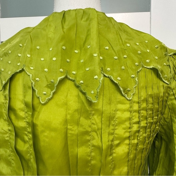 Blumarine Silk Lime Green Long Sleeve Dress SZ 40 Italian/US 4 Feminine Fairy - Picture 11 of 13